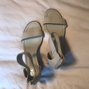 White heeled sandals